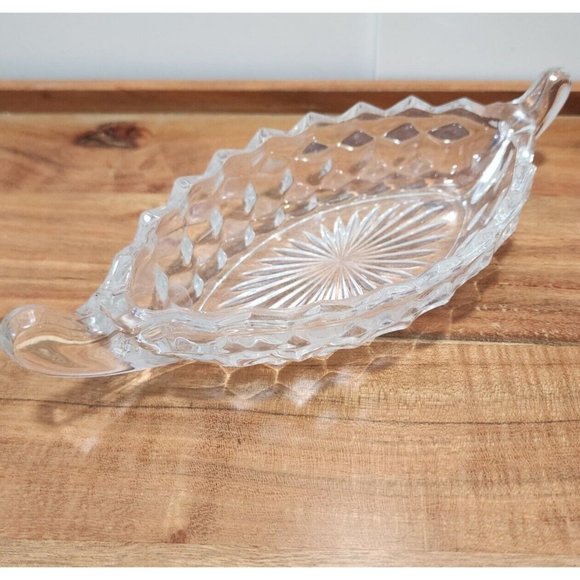 Fostoria Glassware American Clear Cubist Boat Relish Dish 8.5" - Picture 4 of 9